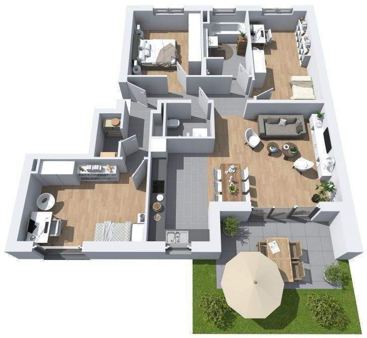 Inkl. Einbauküche: Moderne 4-Zimmer-Neubau-Wohnung mit eigenem Garten – Wiesbaden – Bild 1 von 8