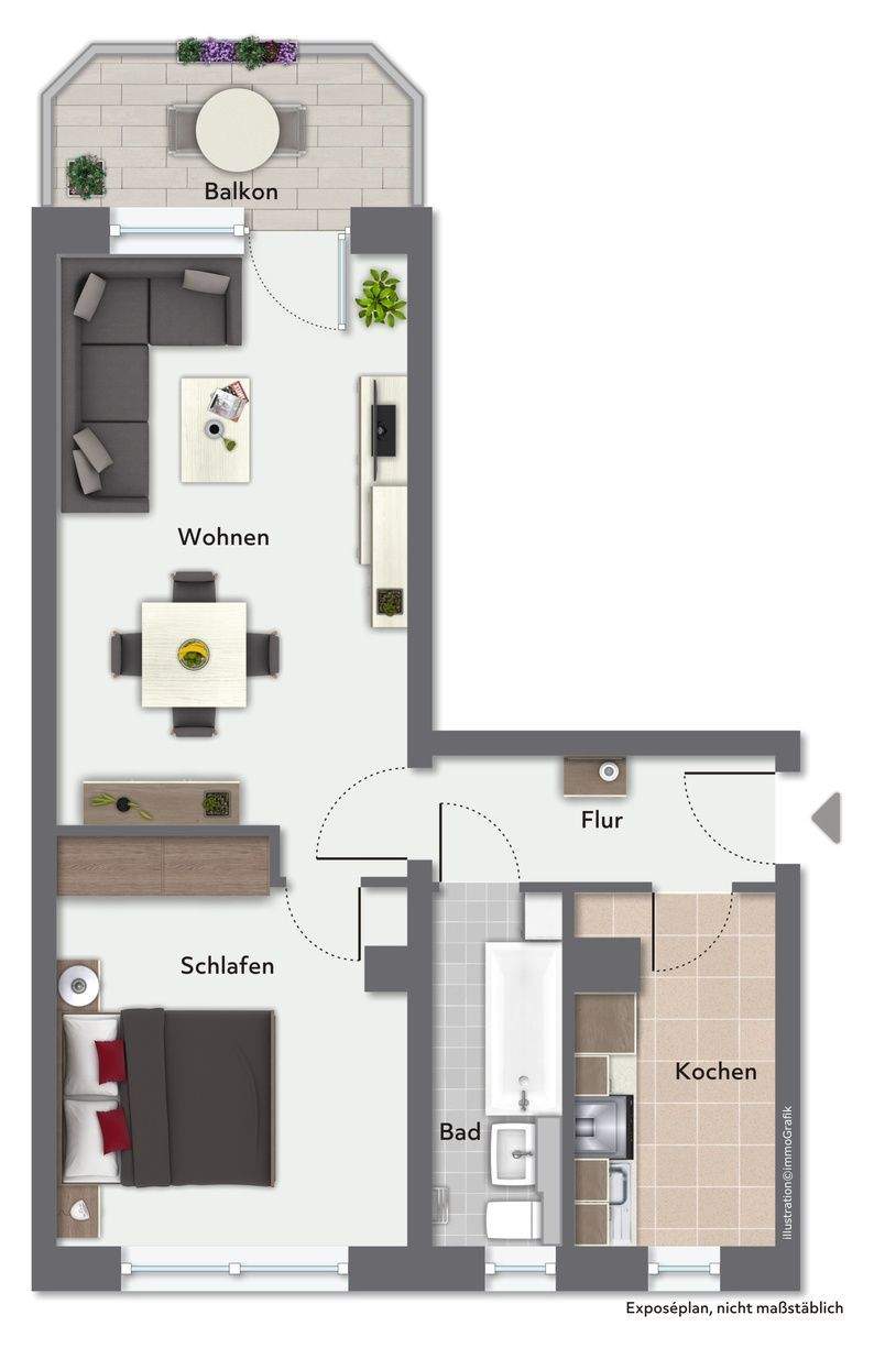 2-Raumwohnung mit Wanne und Balkon – Chemnitz – Vorschaubild 4