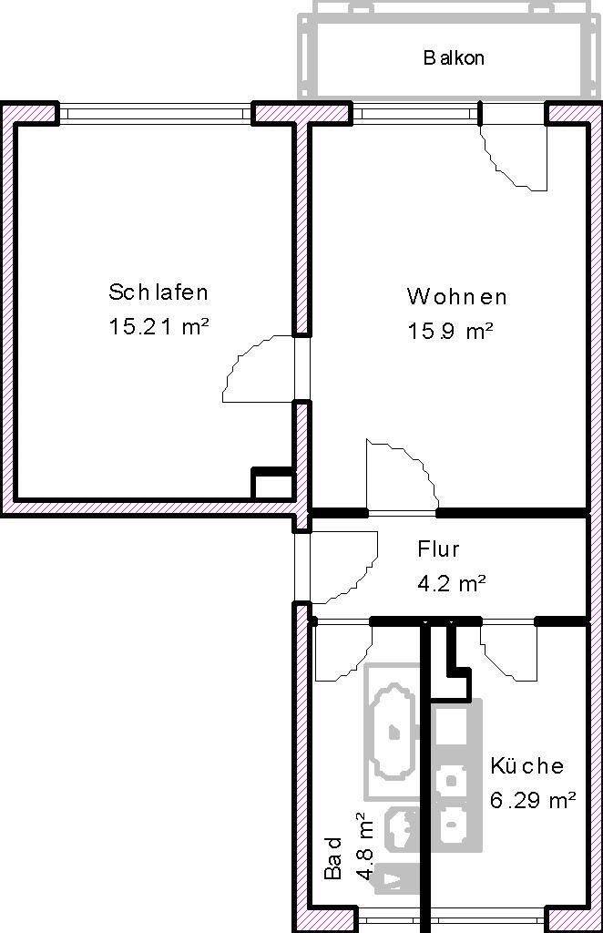 Attraktive Zwei-Zimmerwohnung mit Balkon – Magdeburg – Vorschaubild 2