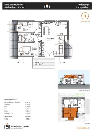München! 3-ZKB DG-Whg. + 12 m² Süd/West-Balkon! FBH, elektr. Rollläden, Videosprechanlage, Aufzug! – 81735 München – Vorschaubild 8
