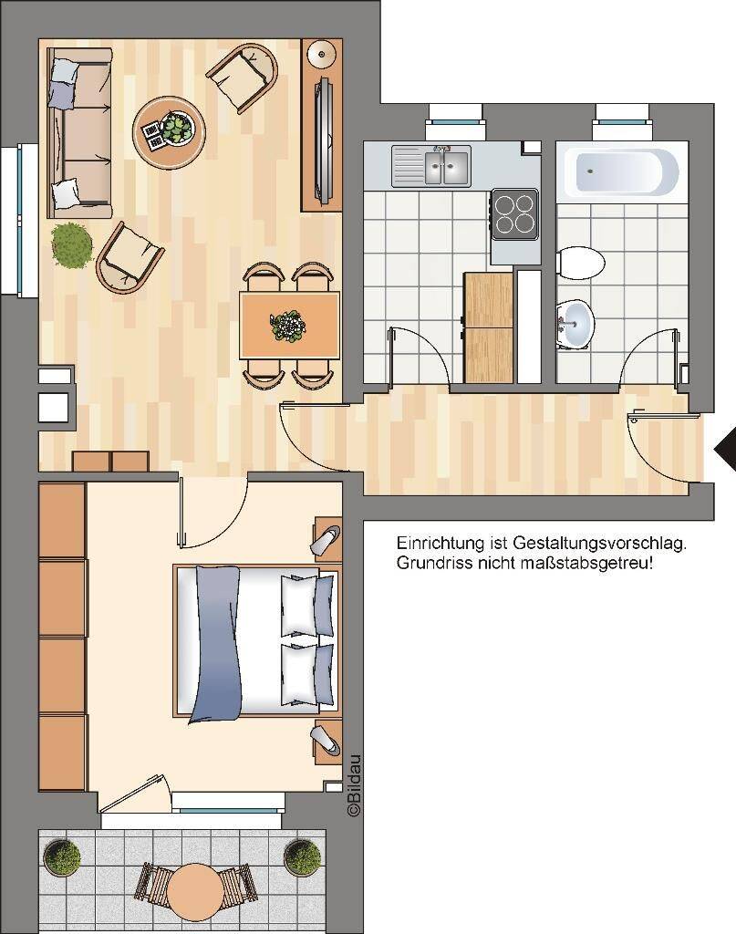 Teilmöblierte (Küche,Wohnwand,Schlafcouch) 2,5 Zimmer mit Balkon für sofort zu mieten – Gelsenkirchen – Vorschaubild 4