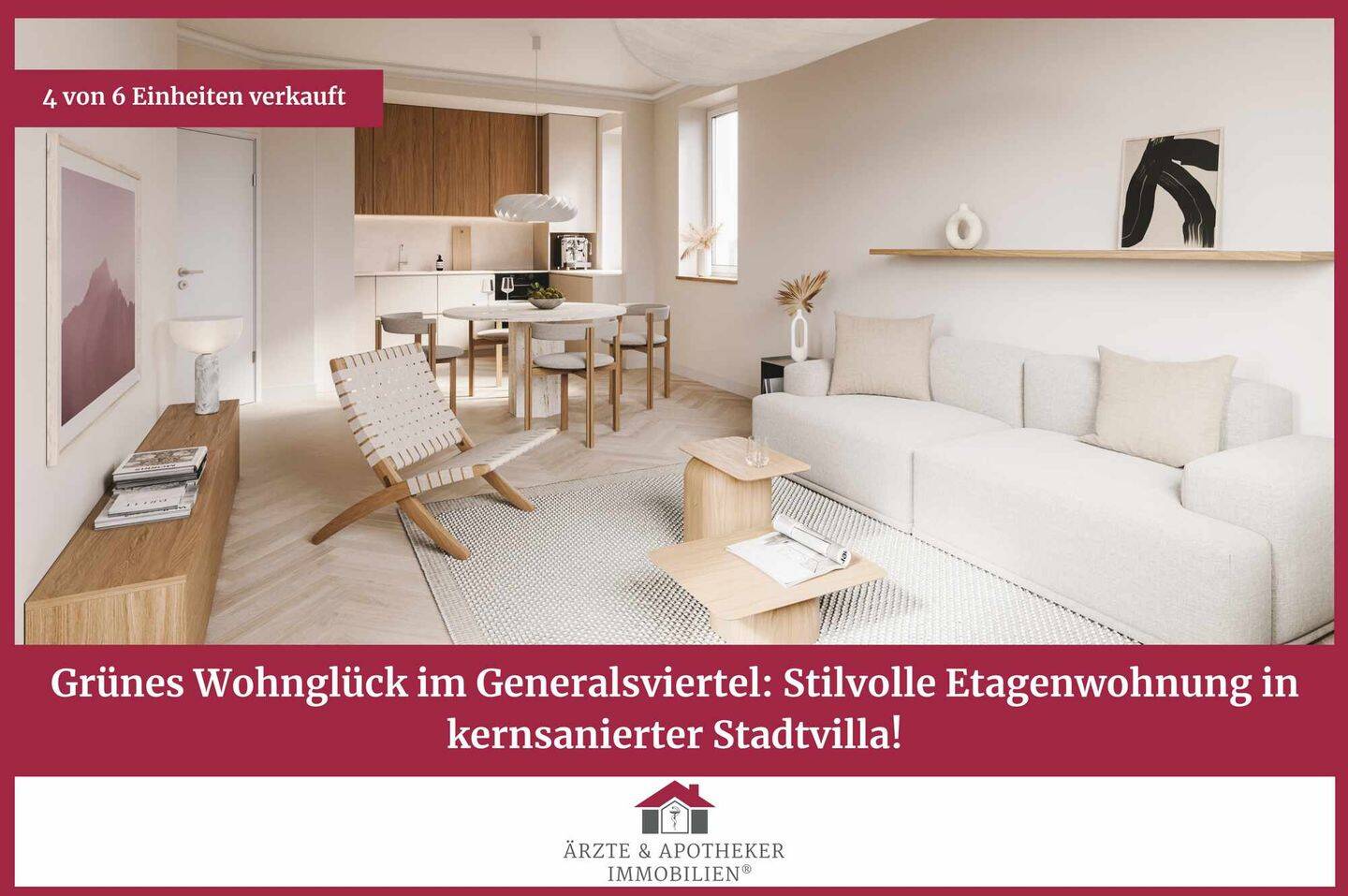 Grünes Wohnglück im Generalsviertel: Stilvolle Etagenwohnung in kernsanierter Stadtvilla!