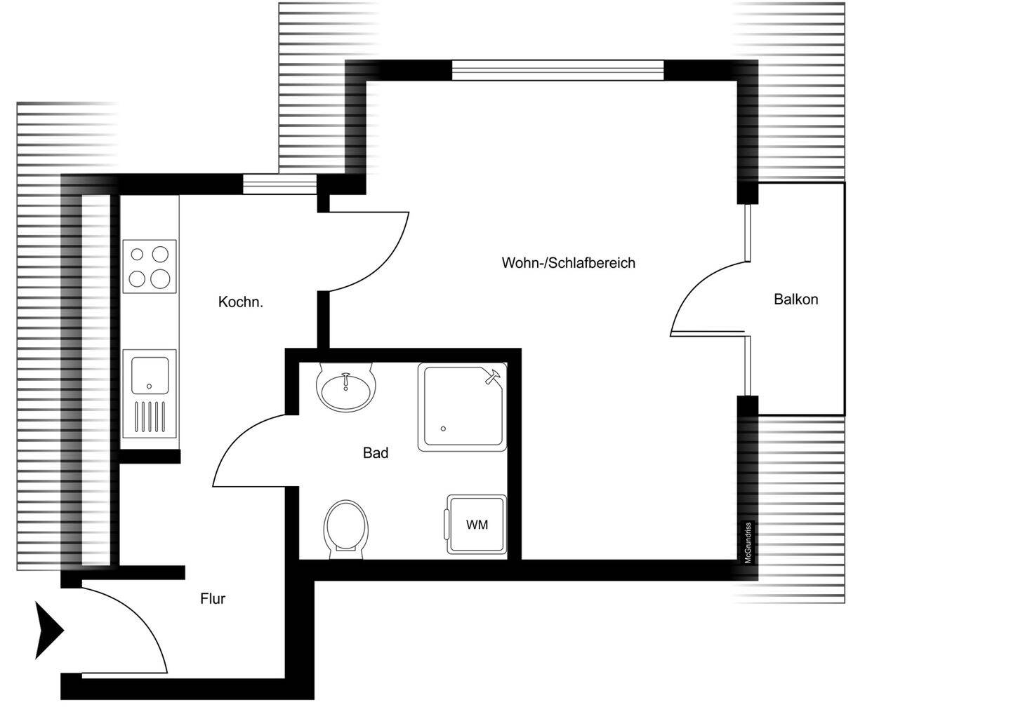 Gepflegte Kapitalanlage! 1-Zimmer-Dachgeschosswohnung mit Balkon in begehrter Lage am Wunderburgpark – Oldenburg – Vorschaubild 9