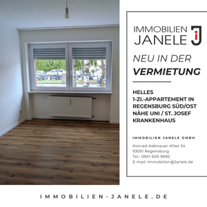 Helles 1-Zi.-Appartement in Regensburg Süd/Ost nähe Uni / St. Josef Krankenhaus