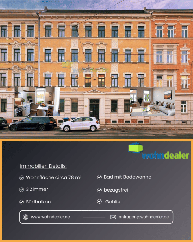 CHARMANTE WOHNUNG IN LEIPZIG // Gehobene 3-Zimmer Wohnung mit Parkettfußboden und Balkon