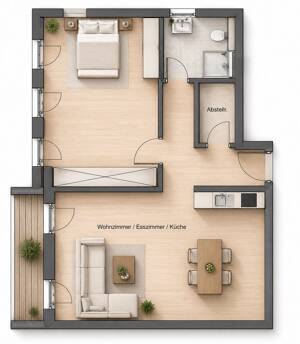 2-Zimmer-Erstbezug, 56 m² inkl Loggia , 3. Obergeschoss - Einbauküche – 60327 Frankfurt am Main – Vorschaubild 5