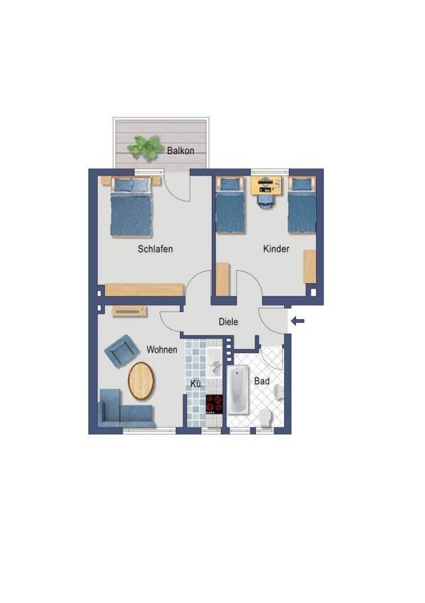Etagenwohnung in 51149 Köln mit 57,34 m² kaufen