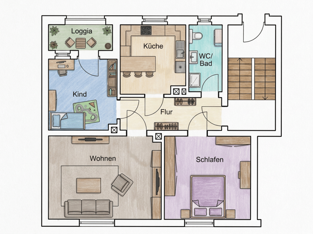 KAUFEN OHNE NEBENKOSTEN! - 4,15 % RENDITE - 3 Zimmer Wohnung im Erdgeschoss mit Loggia – Dresden – Vorschaubild 9