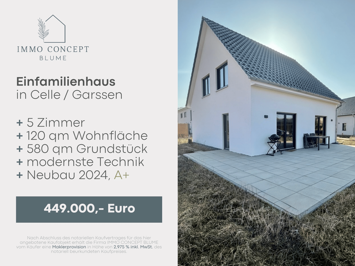 A+ Einfamilienhaus Baujahr 2024 - moderne Technik, große Terrasse und viel Platz – Celle – Bild 1 von 9