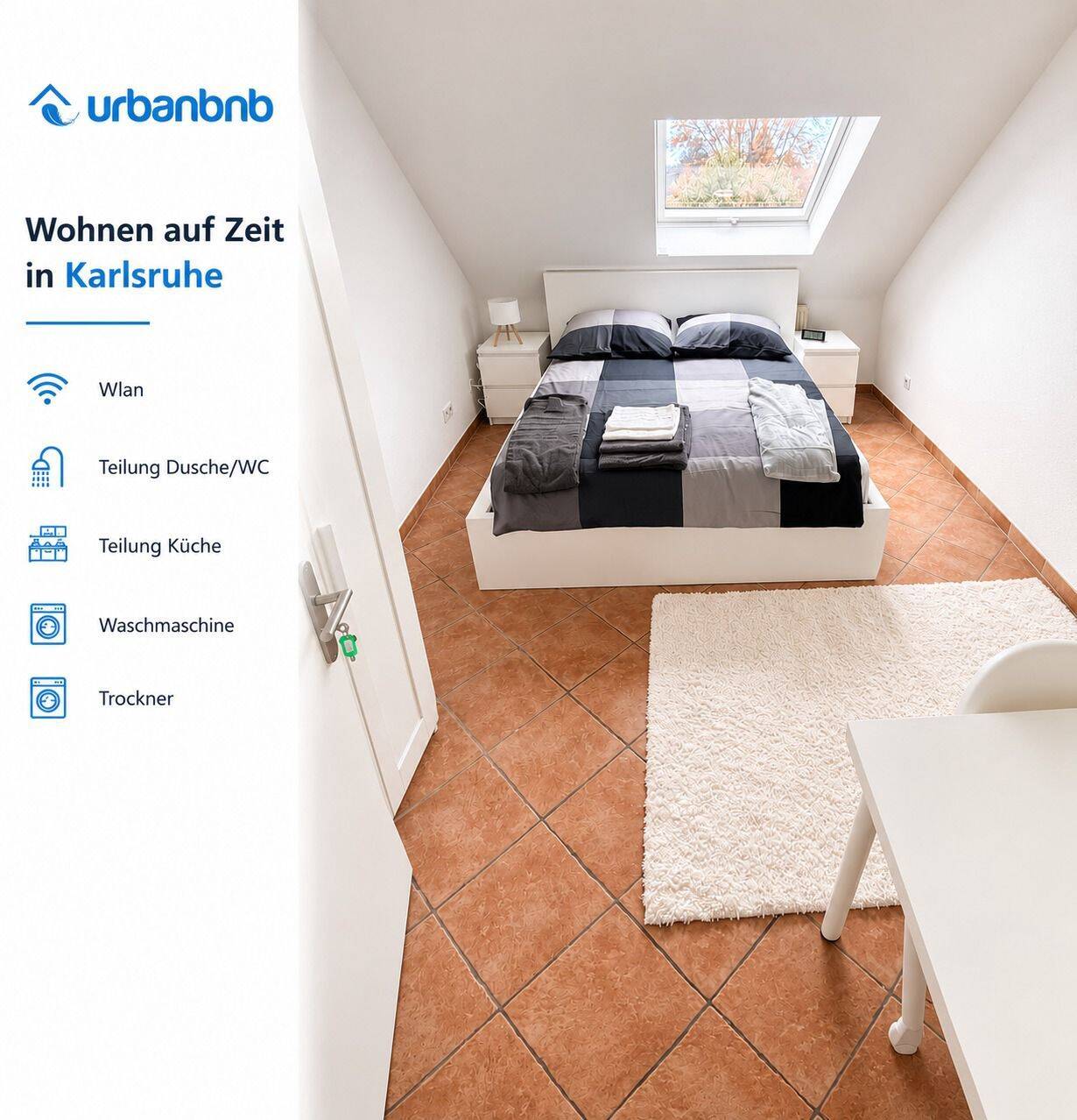 möbliertes Zimmer in Karlsruhe für Wohnen auf Zeit