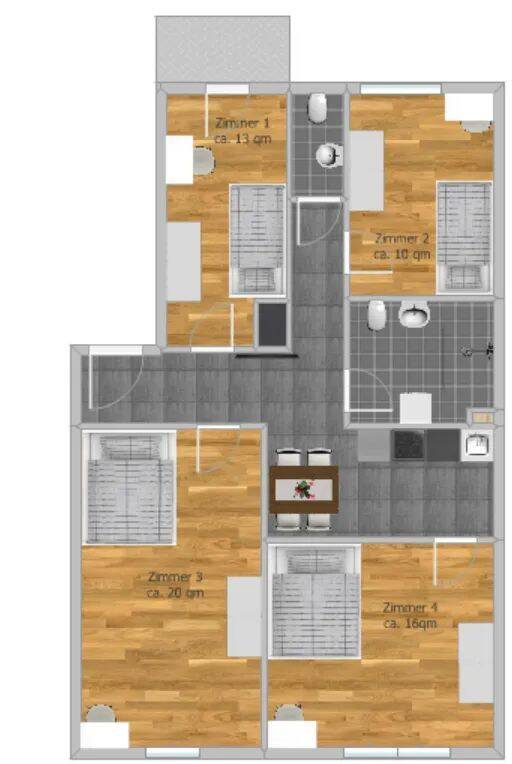 WG-Zimmer in zentraler Lage - ab sofort frei / Bönerstraße 6, Nürnberg / 2.OG / WE5 / Zi.1 – Nürnberg – Vorschaubild 3