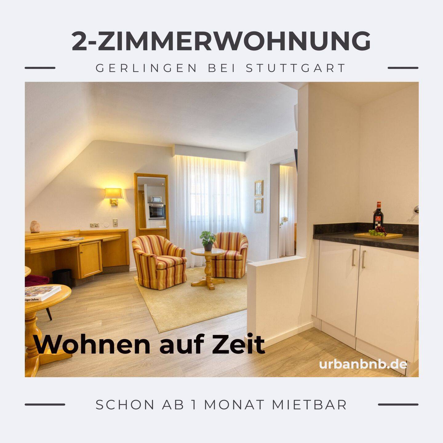 Zeitwohnen in Gerlingen: 2-Zimmerwohnung nahe Bosch, Trumpf & Thales