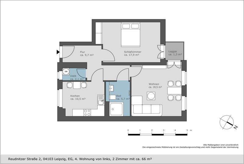 Erstbezug in Citynaher Wohnlage - hochwertige 2 Zimmer Wohnung mit Balkon – Leipzig – Vorschaubild 2