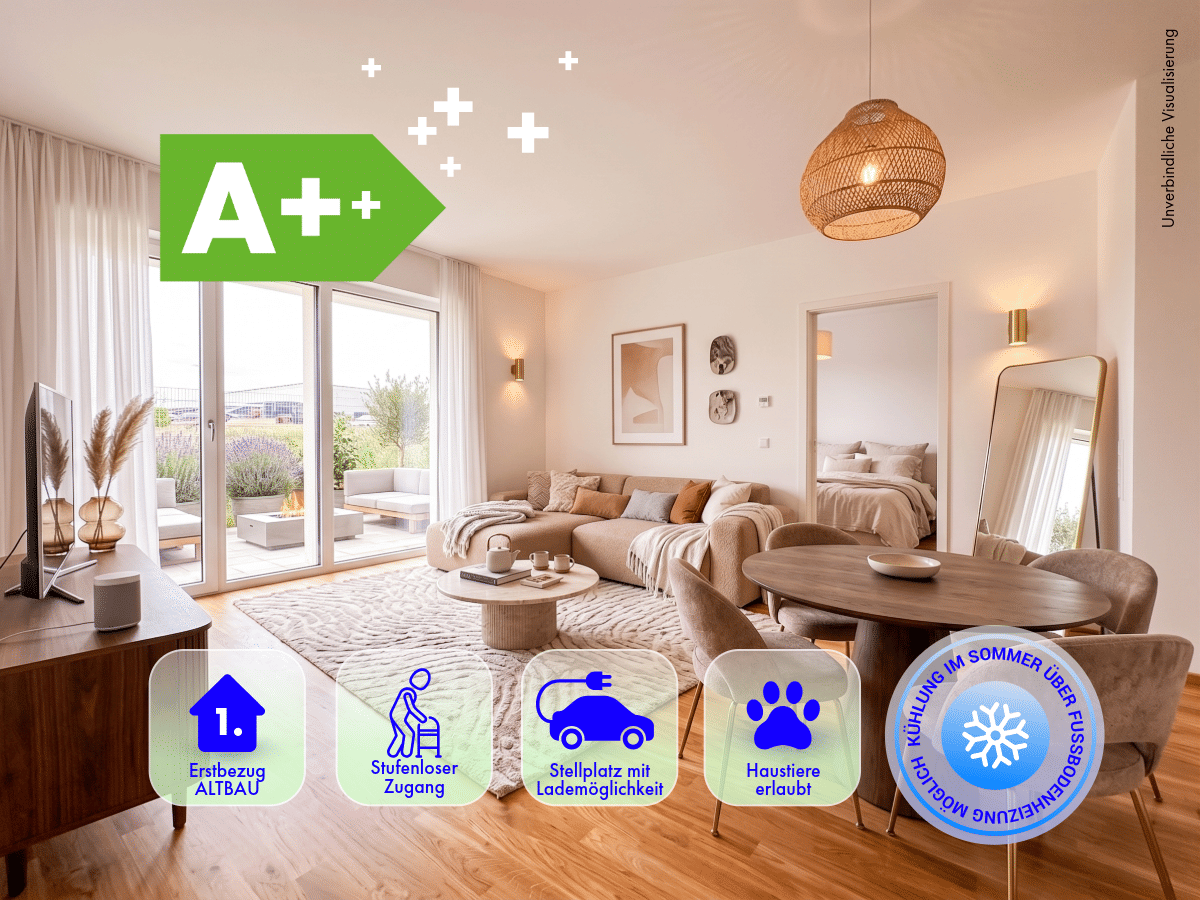*** JETZT BESICHTIGEN * NEUBAU * A+ * 06/26 * 2 Zimmer * Cooles Badezimmer *** – Leipzig – Bild 1 von 9