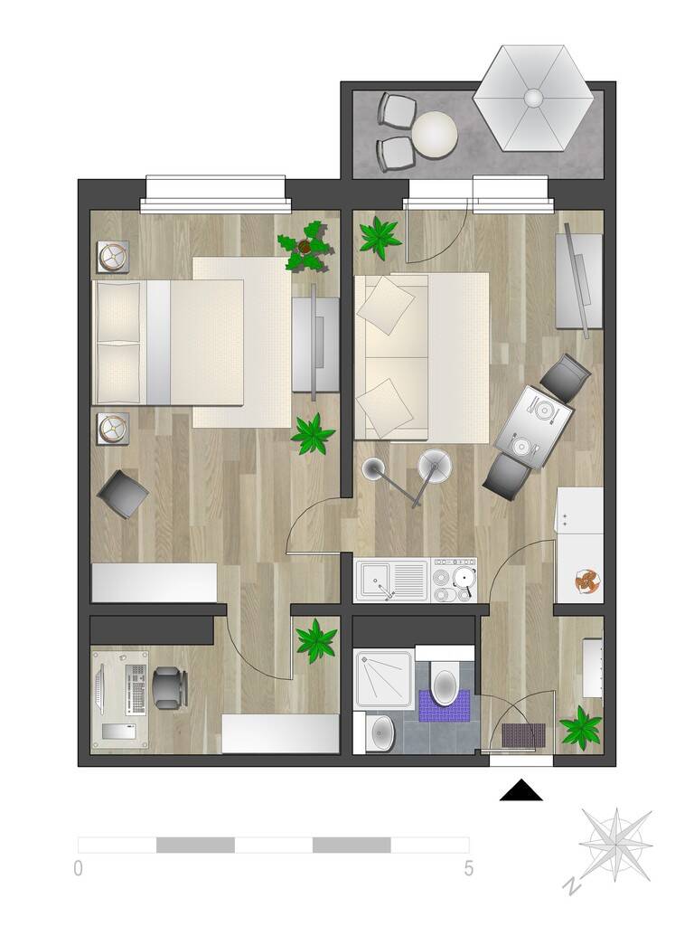 Direkt am Schlossteich gelegene 2-Raum-Wohnung mit Balkon – Chemnitz – Vorschaubild 4