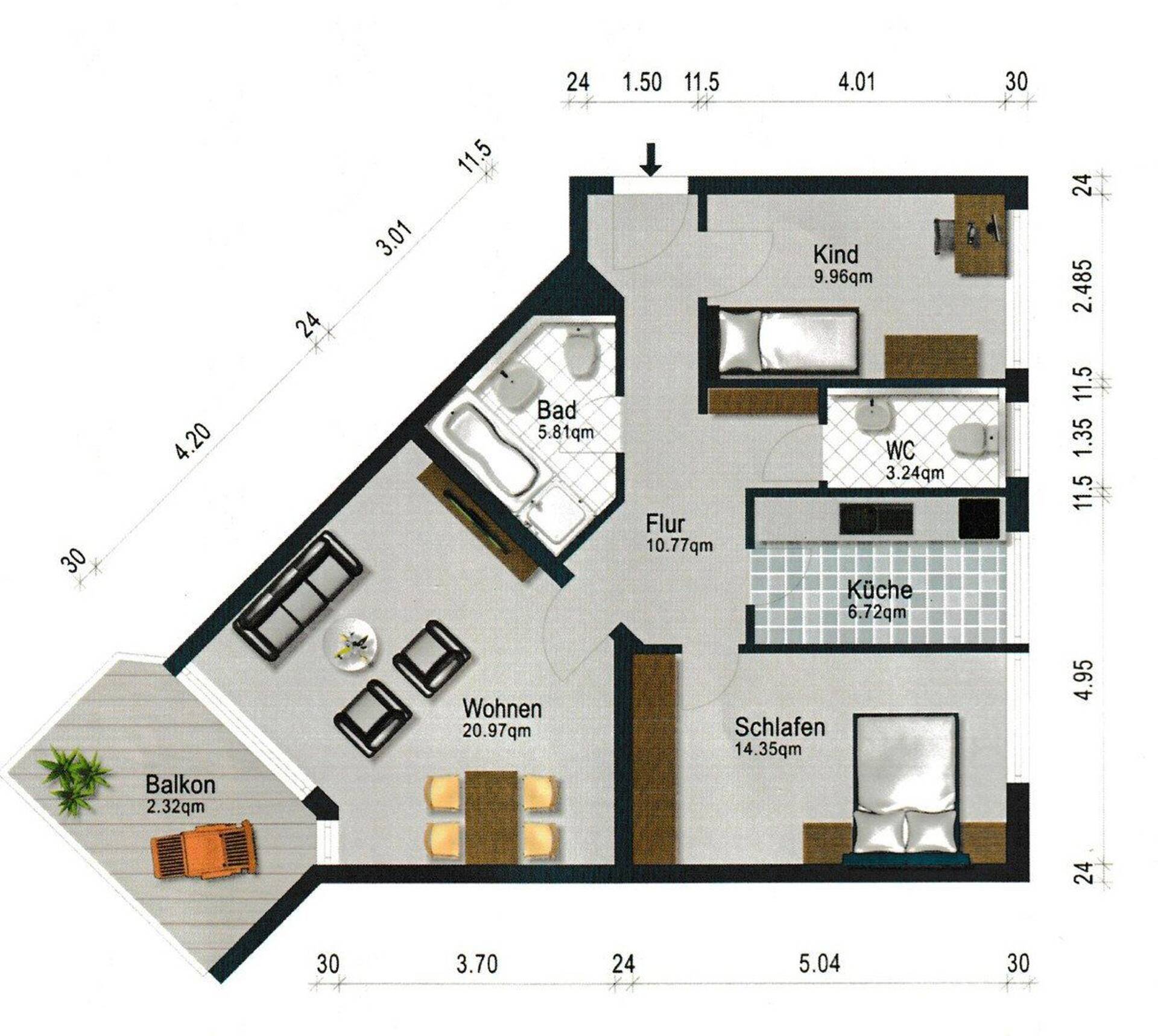 Etagenwohnung in 71229 Leonberg mit 83 m² kaufen