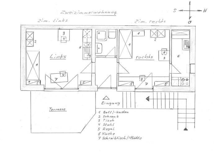 1-Zim.(links) mit Küche, gem. Bad und gem. Terrasse – Trier – Vorschaubild 2