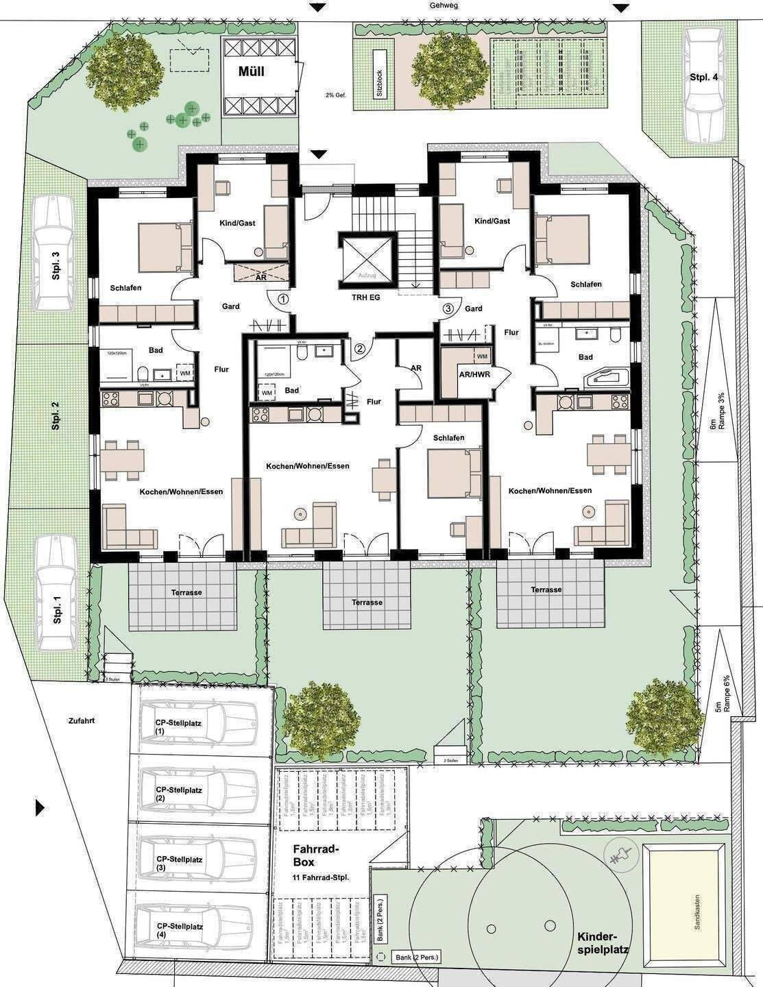 Attraktive 3-Zimmer-Whg. mit Südwest-Balkon, Neubau, Effizienz A+, hell und freundlich, Bad mit Fenster, Abstellraum, u.v.m. – Fürth – Vorschaubild 4