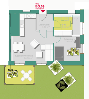 Sonnendurchflutete 2 Zimmer mit idealer Aufteilung! – 59494 Soest – Vorschaubild 2