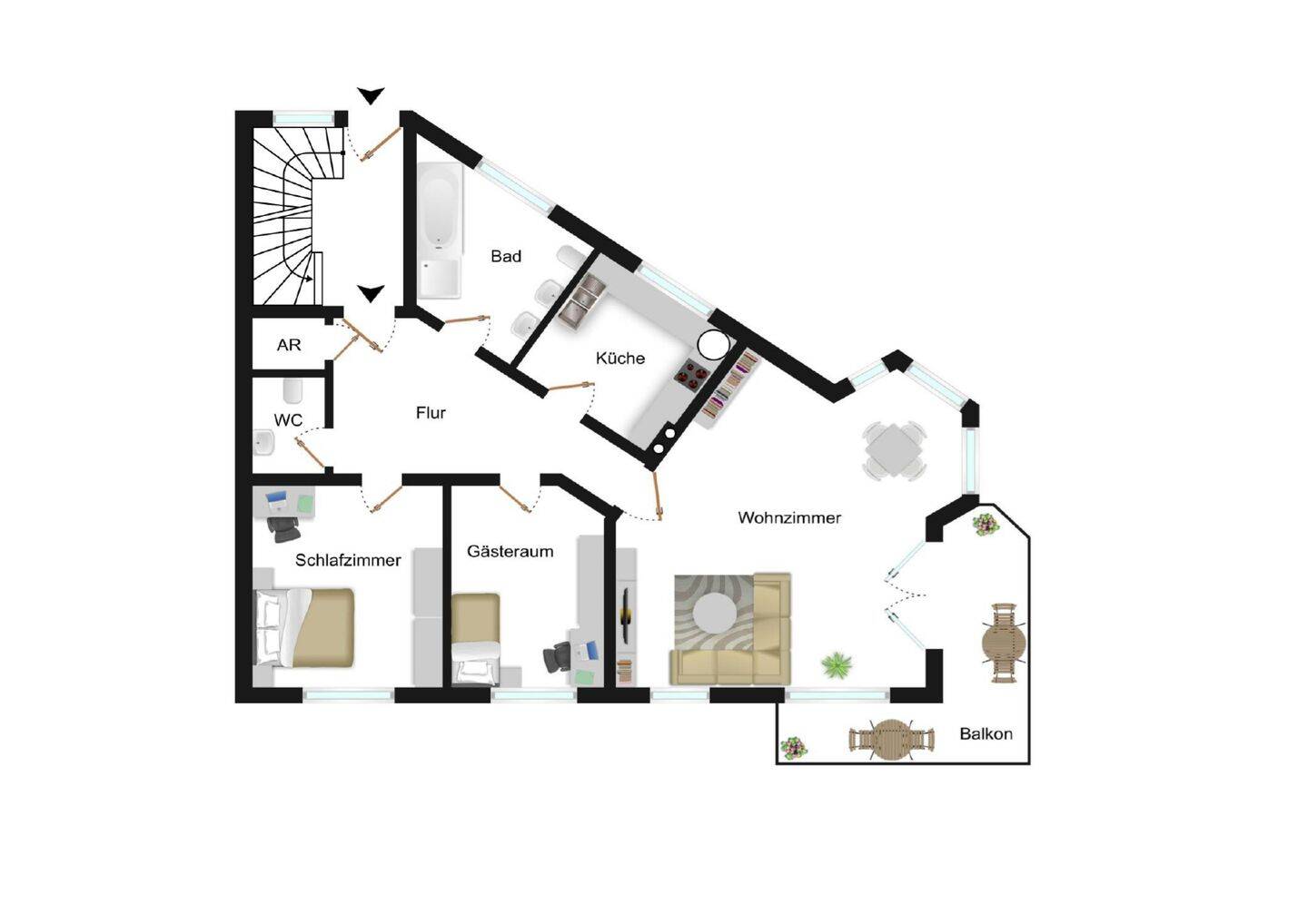 Helle, elegante 3 Zimmer Dachgeschosswohnung mit 80 m² in einem 3 Familienhaus zu vermieten.