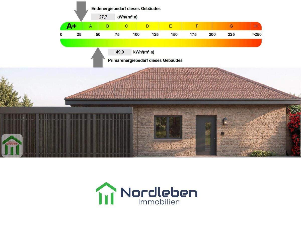 Neubau-Erstbezug: Barrierefreier A+ Bungalow als Doppelhaushälfte in Westrhauderfehn (WE1) – Rhauderfehn – Bild 1 von 9