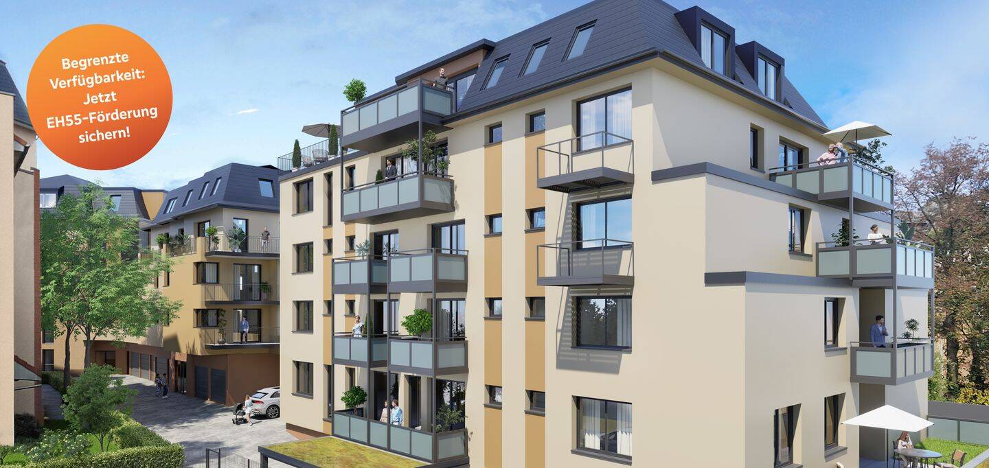 Lichtdurchflutete 2-Zimmer-Neubauwohnung in begehrter Lage von Bad Nauheim