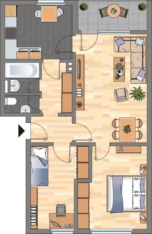 Helle 3-Zimmer-Etagenwohnung mit neuem Badezimmer in Wolfsburg – 38448 Wolfsburg – Vorschaubild 2