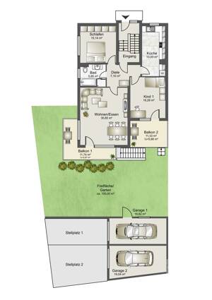 MGF Group: EG-Whg. mit Balkon, Terrasse und eigenem Garten in attraktiver Lage Haunstetten! – 86179 Augsburg – Vorschaubild 9