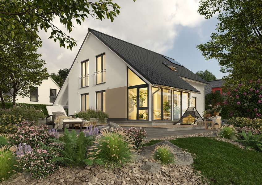 Haus mit Wintergarten + Carport, Preis inkl. Grundstück, massiv gebaut – Schauren – Vorschaubild 2