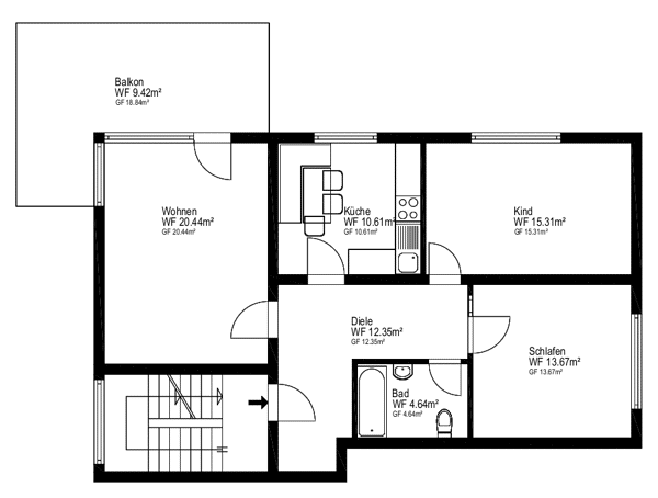 Etagenwohnung in 50737 Köln mit 79 m² kaufen