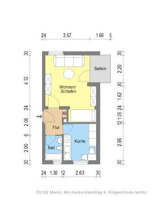 Charmante 1-Zimmer-Wohnung mit Balkon - ideal für Singles & Studenten – 55122 Mainz – Vorschaubild 2