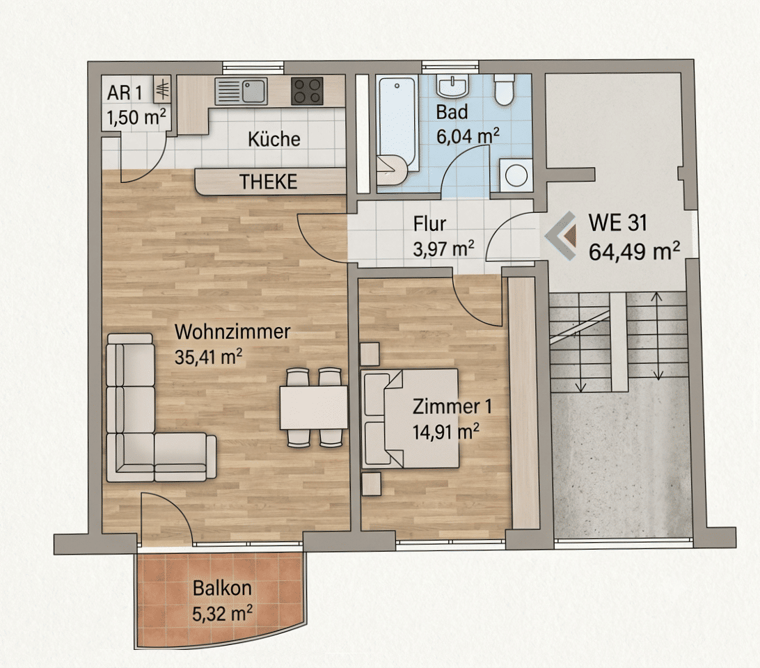Kaufen, einziehen, wohlfühlen: Bezugsfreie 2-Zimmer-Wohnung mit Balkon - 0178-8236274 – Berlin – Vorschaubild 2