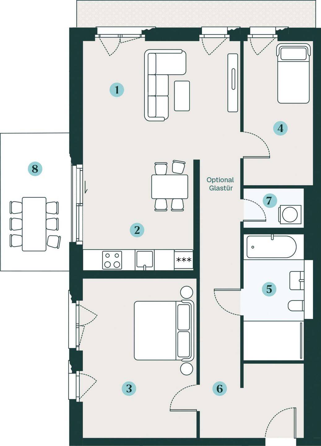 Attraktive 3-Zimmer-Wohnung mit angenehmer Wohnatmosphäre – Dresden – Vorschaubild 2