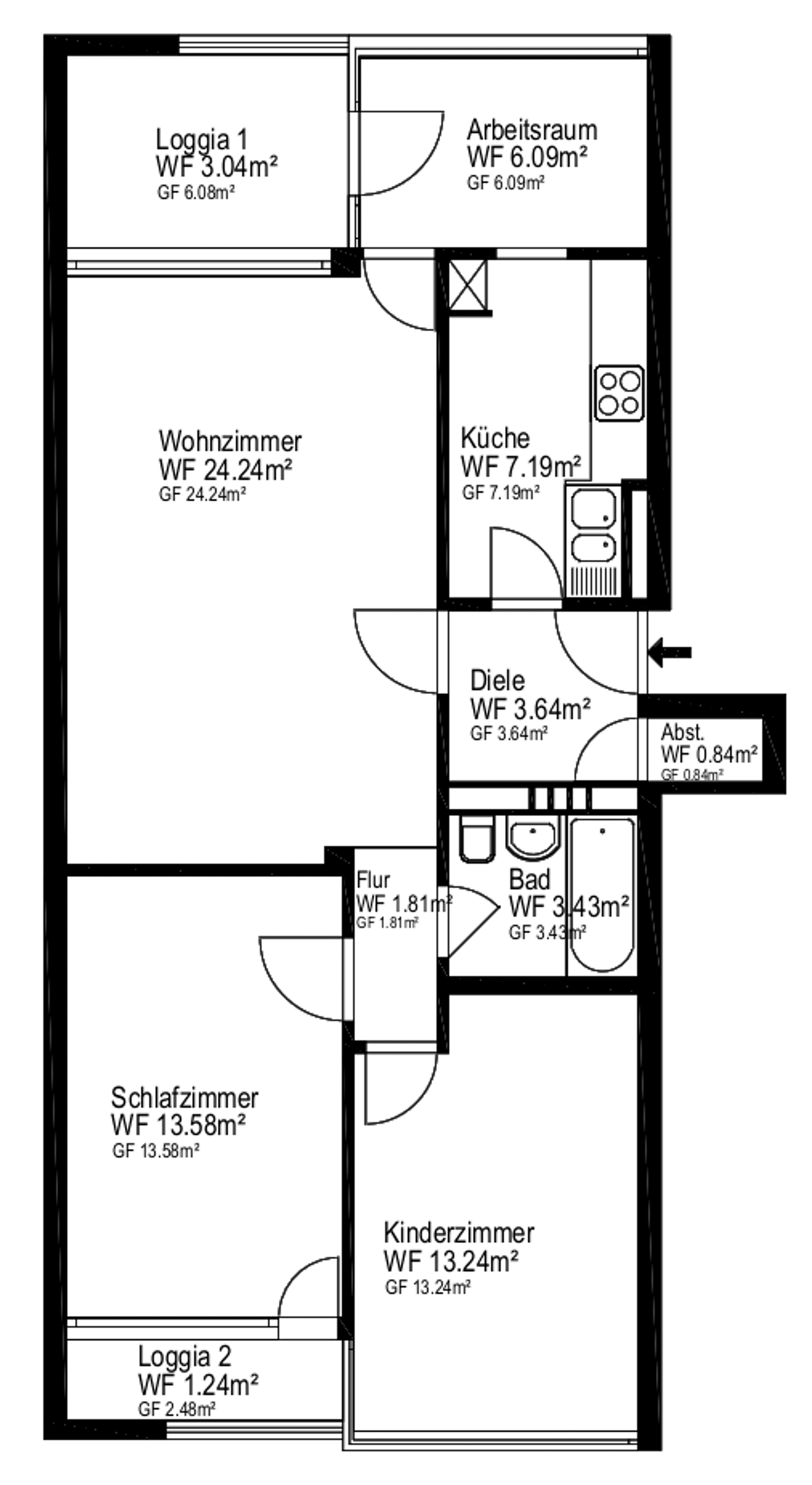 Etagenwohnung in 50735 Köln mit 78 m² kaufen