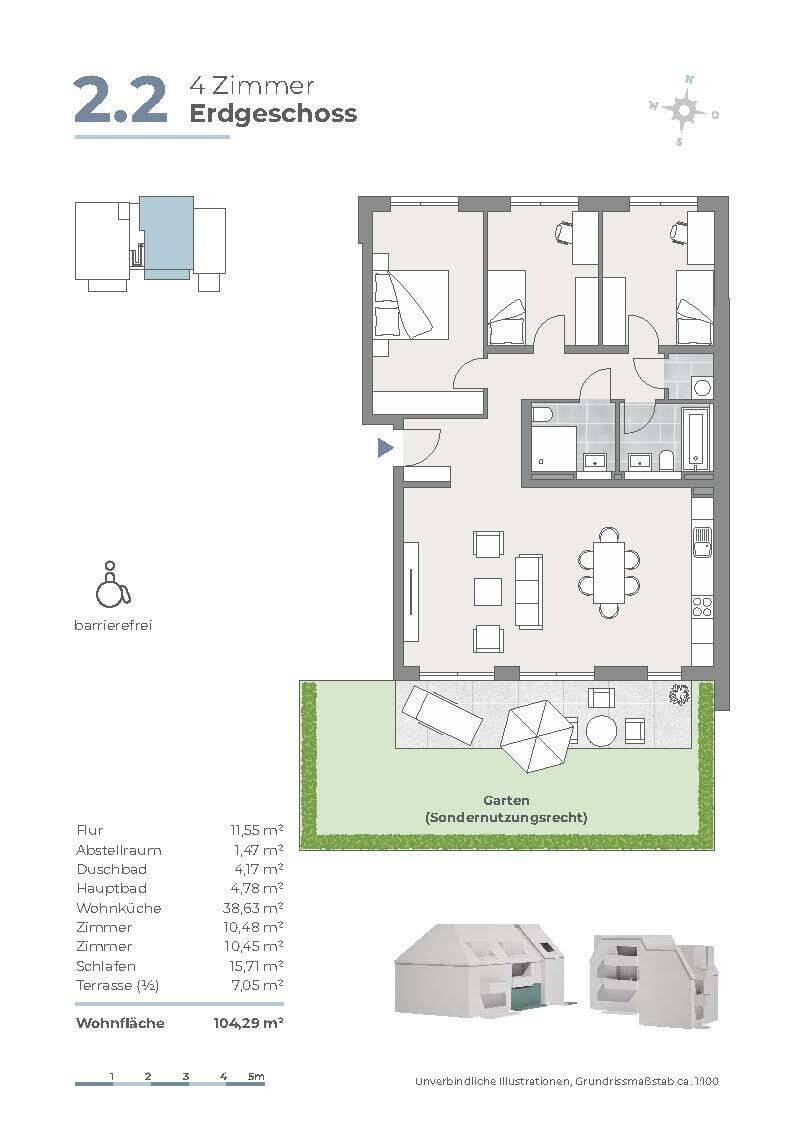 Großzügig & barrierefrei: 4-Zimmer-EG-Wohnung mit Südterrasse & Gartenanteil - WE 2.2 – Berlin – Vorschaubild 7