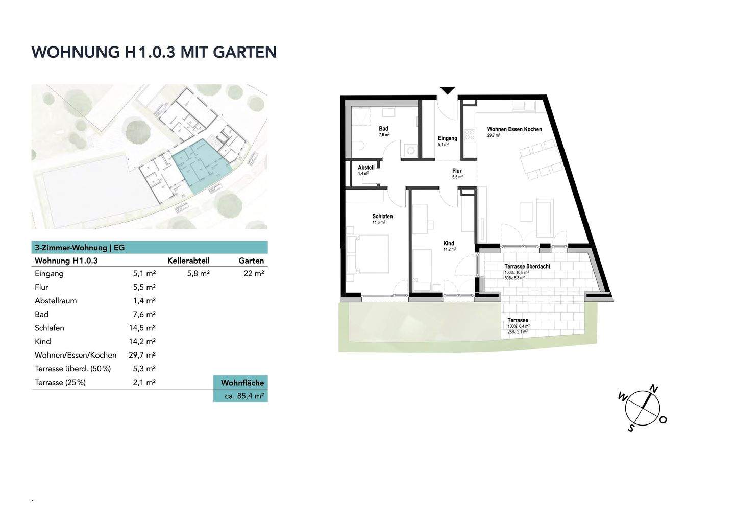 3-Zi. - Eigentumswohnung im ILLERPARK mit Garten | 85,4 m² | Erstbezug (1.0.3) – Neu-Ulm – Vorschaubild 4