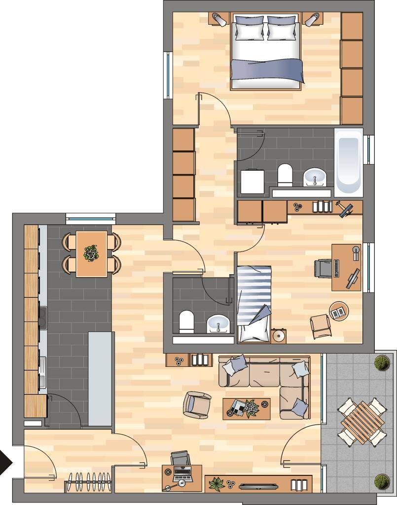 Moderne 3 Zimmer Wohnung in Wuppertal Vohwinkel - Mit großer Wohnküche! – Wuppertal – Vorschaubild 2
