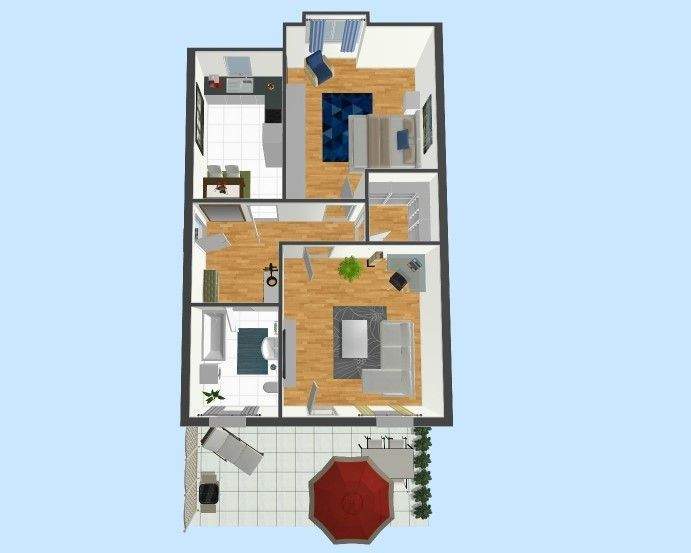 modernisierte 2-Raum-Wohnung mit großer Dachterrasse in zentraler und ruhiger Lage