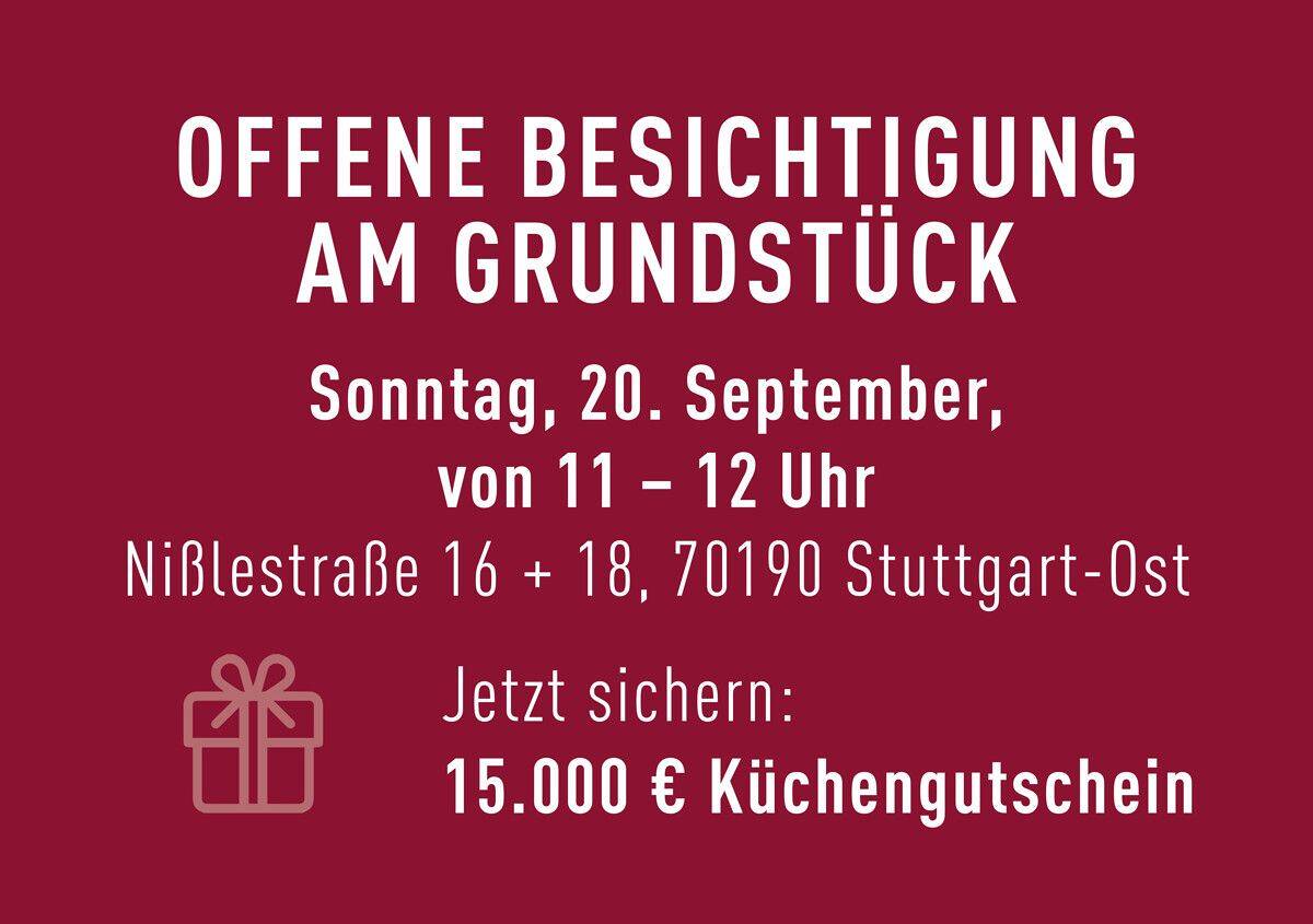 OFFENE BESICHTIGUNG AM GRUNDSTÜCK I So., 20.09. I 11-12 UHR - Durchdachter Grundriss mit hohem Komfort: Terrasse, Garten, Balkon & Abstellraum – 70190 Stuttgart – Bild 1 von 3