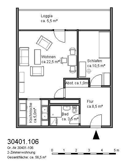 *Nähe Mittellandkanal: Frisch modernisierte 2-Zimmer-Wohnung in Hannover-List* – Hannover – Vorschaubild 2