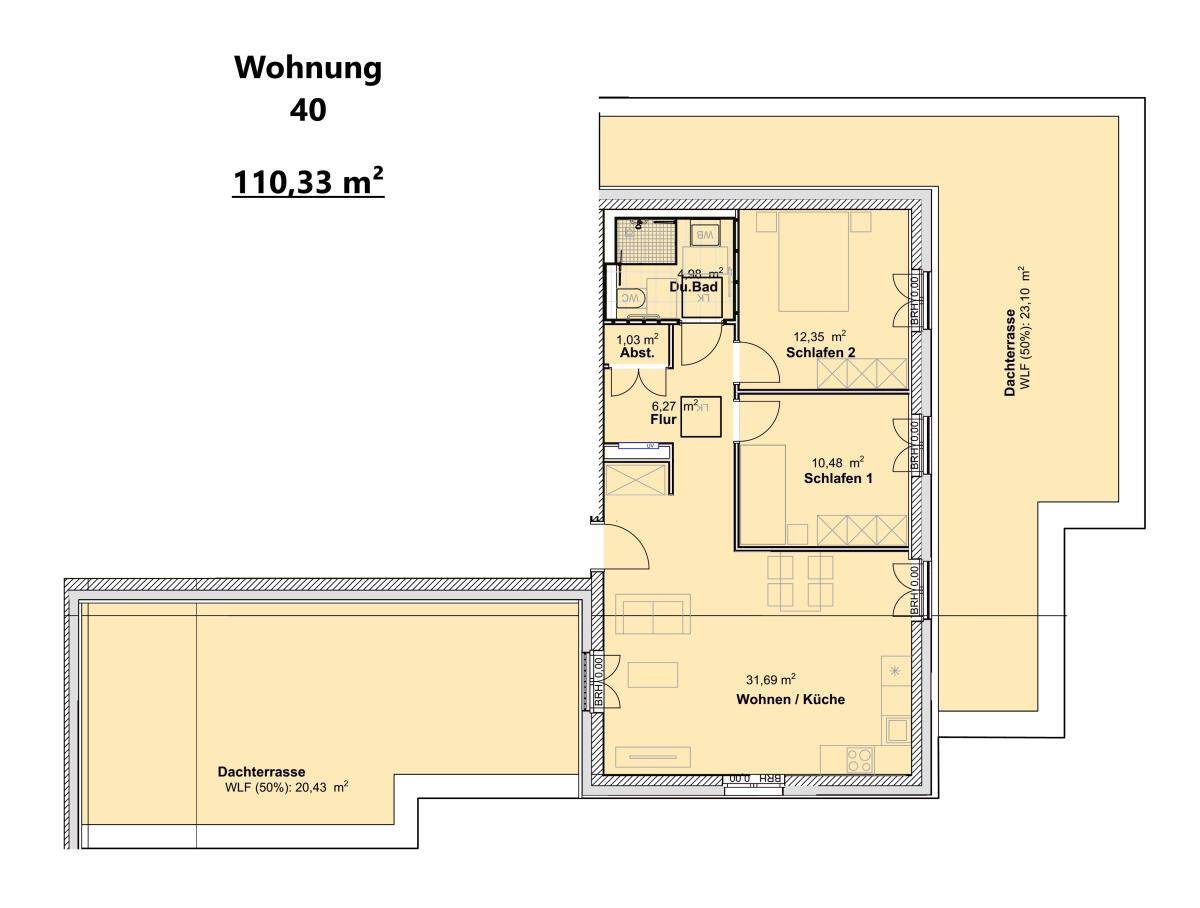 Helle Penthousewohnung mit großen Dachterrassen im KFW 40 QNG Energiesparhaus – Trier – Vorschaubild 2