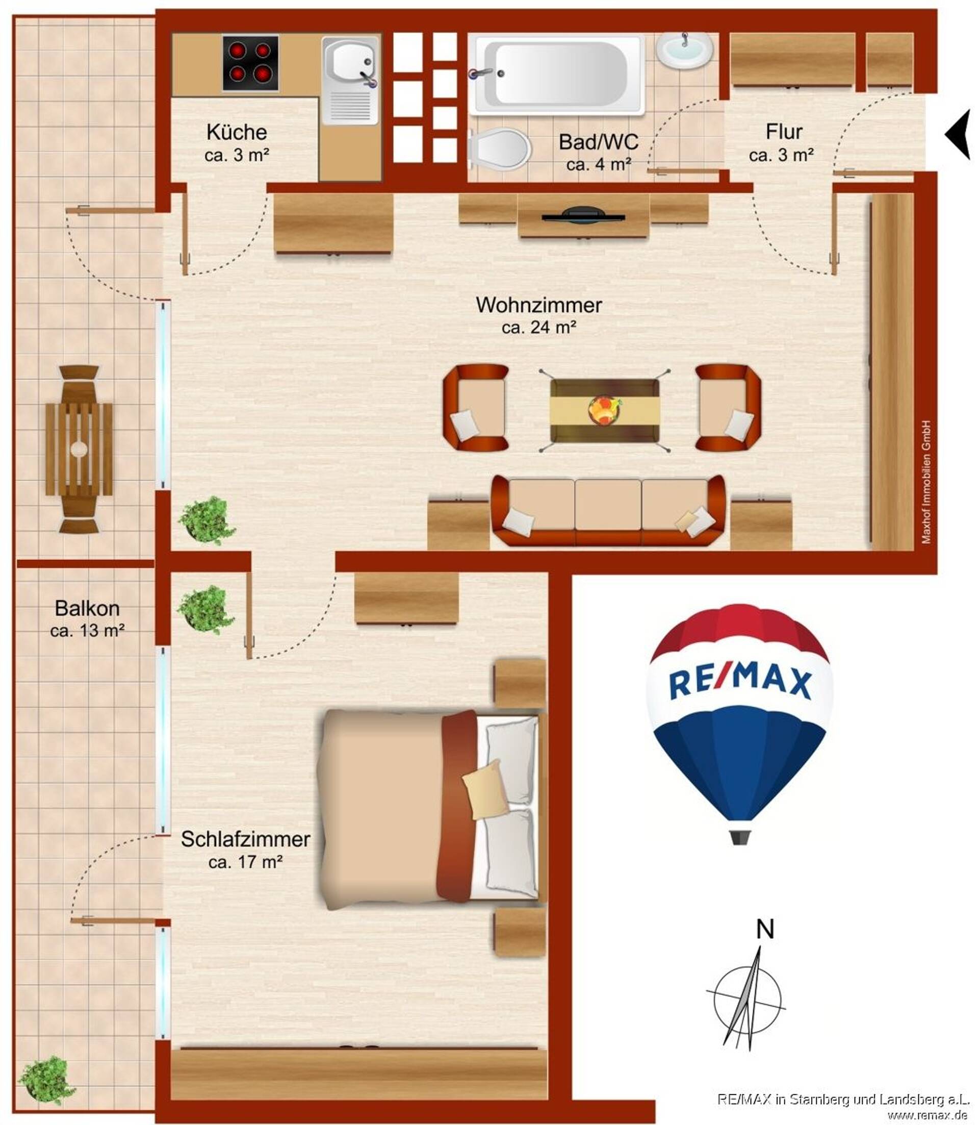 Terrassenwohnung in 81477 München / Solln mit 56 m² kaufen