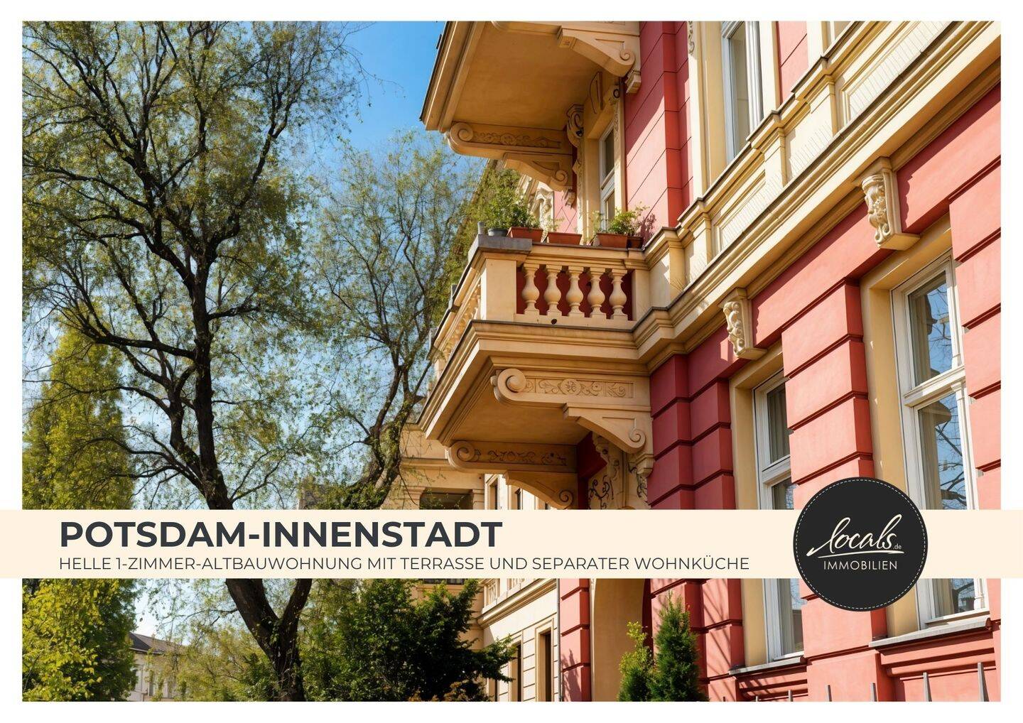 Charmante 1-Zimmer-Wohnung mit bodentiefen Fenstern, Terrasse und separatem Küchenbereich