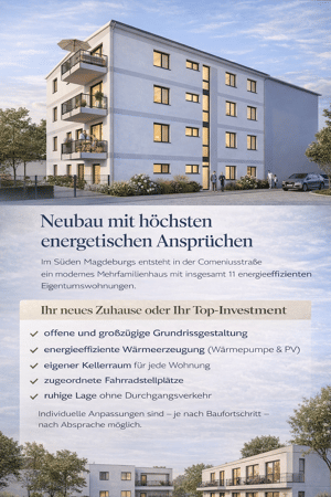 Wunderschöne Neubau-Etagenwohnung mit 3 Schlafzimmern und Gäste-WC, KfW-Förderung möglich – 39122 Magdeburg – Vorschaubild 6