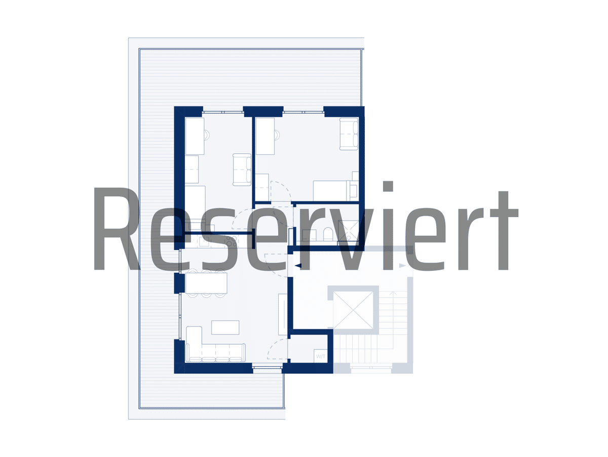 RESERVIERT! Kleine Penthousewohnung mit 3 Zimmern und umlaufenden Dachterrassen (B27) – 53129 Bonn – Bild 1 von 4