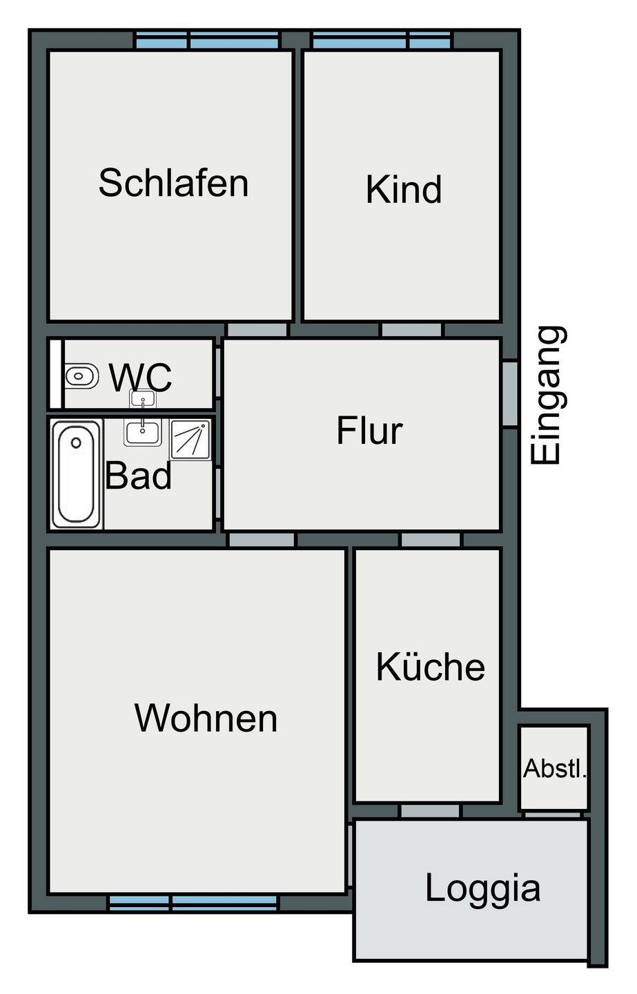 Karlsruhe-Durlach / 3-Zi.-ETW mit Süd-Loggia - zeitnah bezugsfrei – Karlsruhe – Vorschaubild 3