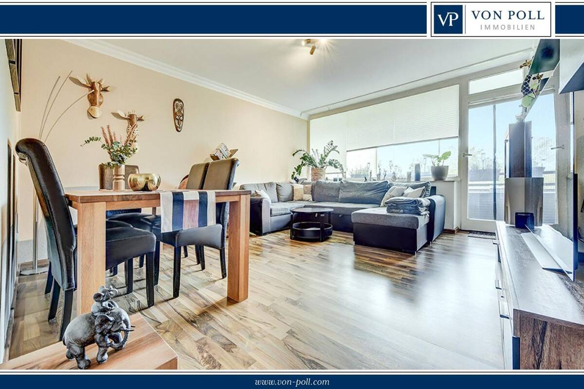 Lichtdurchflutete 3-Zimmer-Wohnung mit Balkon, Garage und herrlicher Aussicht – 46147 Oberhausen – Bild 1 von 9