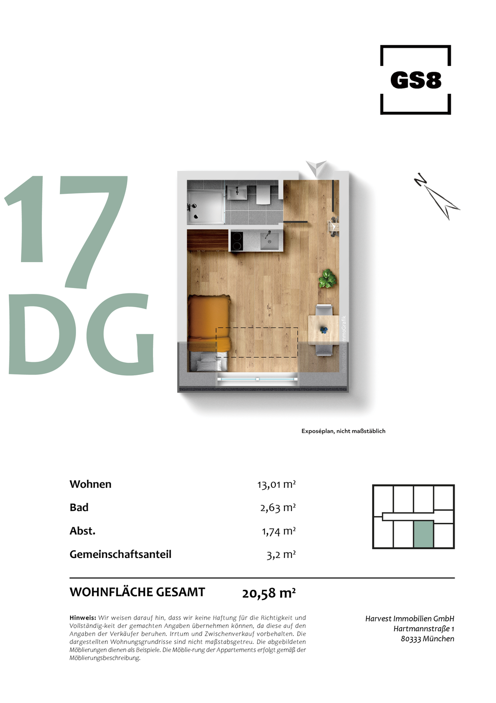 Attraktives Neubau-Studentenappartement im Dachgeschoss ++ ideal zur Kapitalanlage ++ – München – Vorschaubild 3