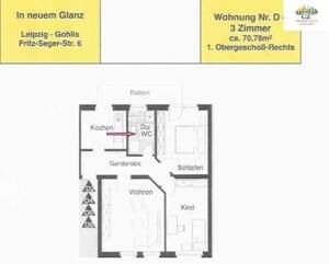 Gefragtes Gohlis! Helle 3-Zimmer-Wohnung mit Balkon & Garage – 4155 Leipzig – Vorschaubild 2