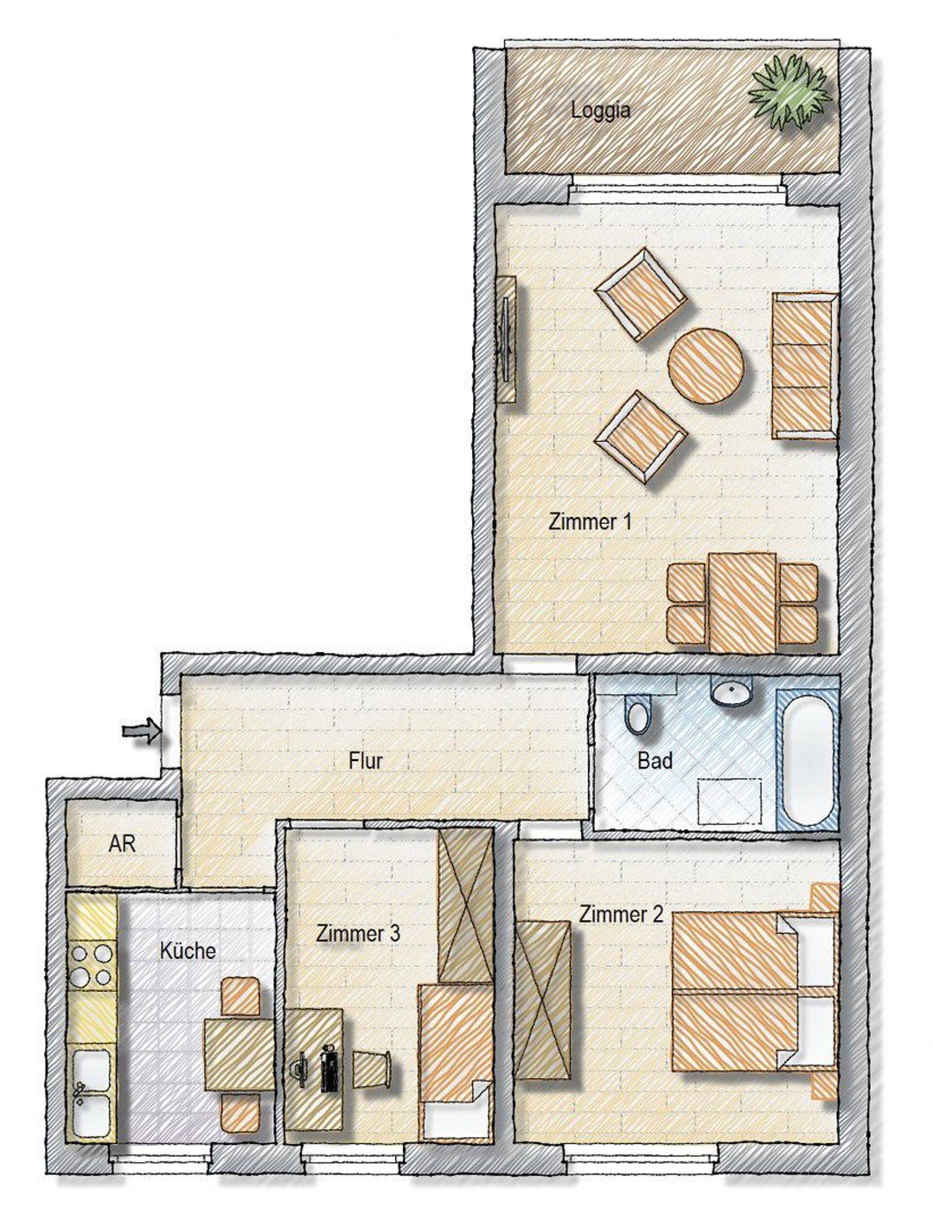 Etagenwohnung in 21337 Lüneburg mit 70,75 m² kaufen
